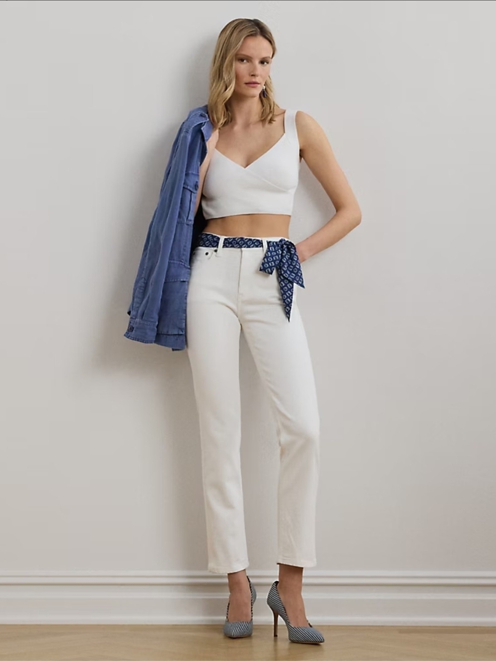Lauren Ralph Lauren High Rise Straight Ankle White Jeans